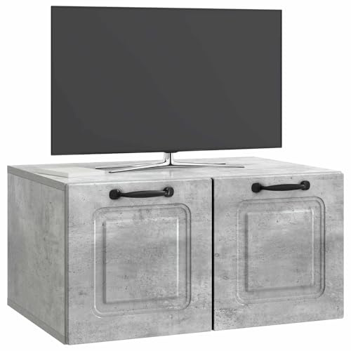 vidaXL Wandmontierter TV-Schrank Betongrau 59,5 x 41 x 30 cm, Wohnzimmermöbel, moderner TV-Ständer, viel Stauraum, funktionale Medien-Einheit, platzsparendes Design, Holz-Unterhaltungszentrum