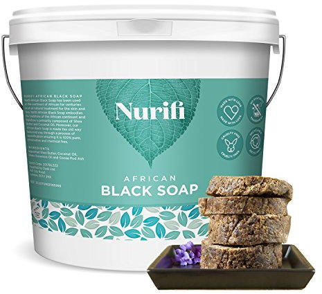 Organic African Black Soap - 150g - by Nurifi - made from Organic Coconut Oil, Organic Shea Butter & Cocoa Pod Ash - Sourced and Traditionally Handcrafted in Ghana
