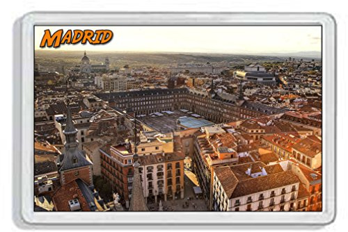 AWS fester PVC-Magnet, Madrid, Spanien, Souvenir, Kühlschrankmagnet aus Hartplastik mit Stadtfoto, spanische Stadt.