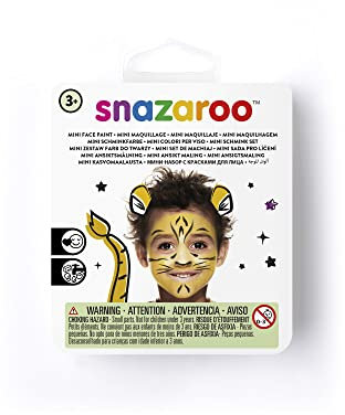 Snazaroo 1172081 Kinderschminke Mini Set Tiger, 3 Schminkfarben, Farben: Gelb, Weiß, Schwarz, 1 Pinsel, 1 Schwämmchen