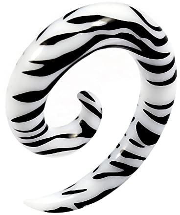 Monster Piercing 5MM Zebra Muster UV Acryl Spirale verjüngt Sich Gauge Ohrstecker Piercing
