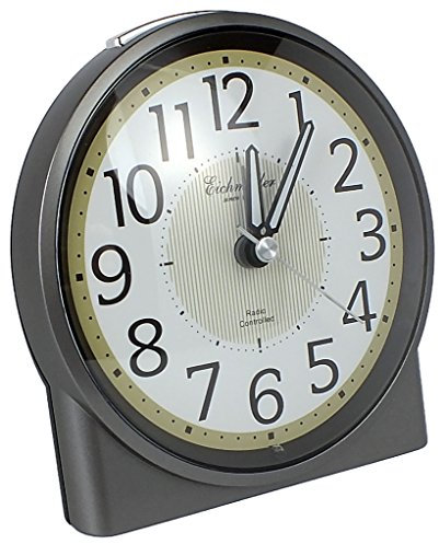 Wecker Reisewecker Alarm Analog Snooze Kunststoff grau rund mit Beleuchtung