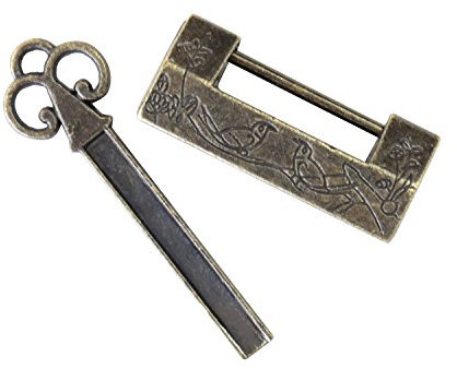 HMF Lucchetto decorativo cinese antico | uccello | 4 x 1,8 x 1 cm | oro