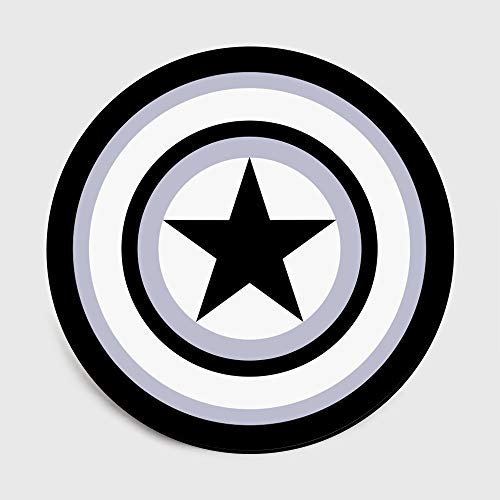 Lily&her friends - Fashion Captain America Grey Shield Pentagramm Schlafzimmer Wohnzimmer Kurz Kristall Samt Runde Matte Teppich Bodenmatte Baby Krabbelunterlage (Grauschild, Durchmesser: 120 cm)
