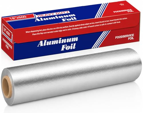 Feuille d'aluminium robuste, 45,7 cm x 152,4 m, qualité industrielle, emballage alimentaire, service alimentaire, rouleau épais super résistant (1 pièce)