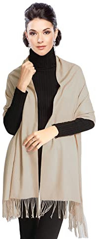 Pashmina Stola Damen für Abendkleid Kaschmirstola Kaschmir Schal Umhang Paschmina- Beige