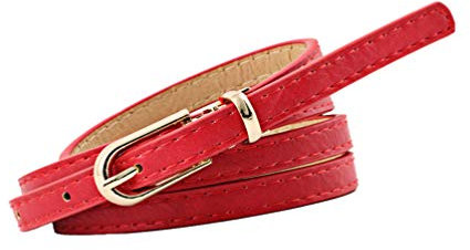 NUREINSS Damen Gürtel Kunstleder Gürtel für Jeans Kleid 1cm-Breite Rot