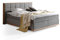 moebel-eins LEVANTOS Boxspringbett, Mix aus massiver Eiche und Velourgewebe, 180 x 200 cm, grau, Härtegrad 2+4