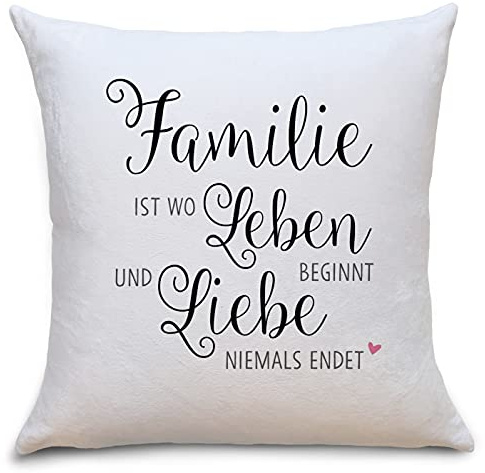 OWLBOOK Familie ist Flauschige Kissenhülle mit Sprüchen Geschenke Geschenkideen für Deine Eltern zum Geburtstag