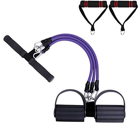 Multifunktionale Body Bauchtrainer Tension Rope Leg Exerciser Trainingsband mit Pedal, Sit-Up Bodybuilding Expander Fitness elastische Zugseil Trainingsgeräte für Situps, Fitness, Yoga