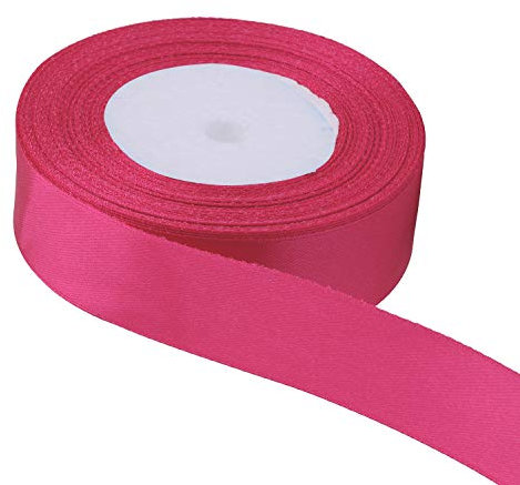 Trimming Shop Hot Pink Ribbon Roll - 25mm x 25 Metres - Double Sided Satin Brightly Coloured - 100% Polyester - for Gift Wrapping, Decorating, Arts and Craft - Machine Washable