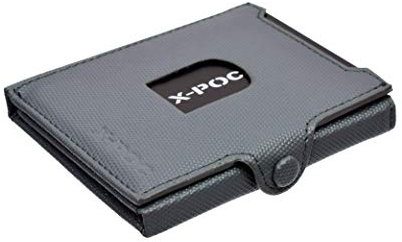 Menzo X-POC Kreditkartenetui aus echten Leder, RFID-Schutz, viele Farben, Kartenetui, Geldklammer (grau)