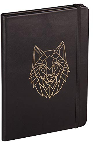 Clairefontaine 400130C Notizbuch aus Leder, Hardcover, 144 Seiten, A5 (14,8 x 21 cm), liniert, Ledereinband, Motiv: Wolf