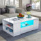 AWOOOD Coffee Table for Living Room,Side Table Modern Wooden Centre Table,Gloss Coffee Tables for Home (White Table+LED Light)