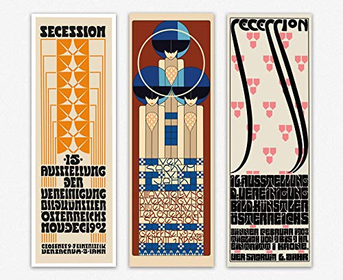 Art Nouveau Vienna Secession Exhibition Posters Set of 3 (20cm x 61cm)
