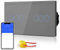 BSEED Interrupteur à Touche Intelligente WIFI 2.4G (Fil Neutre Non Requis) Interrupteur Mural avec Panneau en Verre, Double 3 Gang 1 Voie Gris 157mm