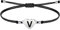 Cotigo - Bracciale lettera V iniziale con cordino cerato - Bracciale donna o uomo con iniziale nome - Bracciale lettera in acciaio inox incisa