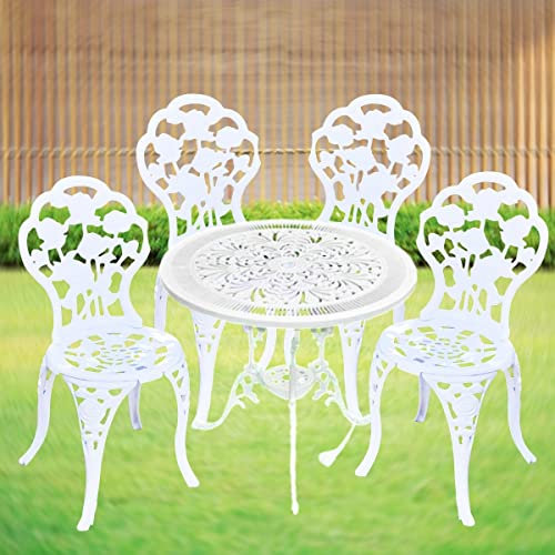 La Vida en Led Ensemble table et chaises d'extérieur et jardin meubles en aluminium blanc haute résistance. Fabrication artisanale européenne. (Table de jardin 2)