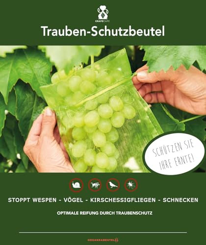 Trauben-Schutzbeutel, Frucht-Schutzbeutel. Zum Schutz vor Wespenfrass, Vögeln, Schnecken, Kirschessigfliege und Anderen Insekten (moosgrün, 40x30 cm 50er)