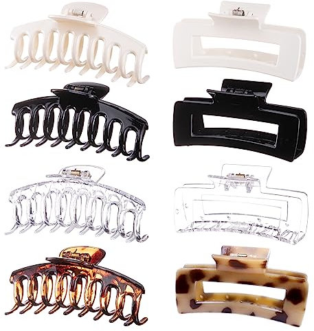Kavya 8 Piezas de Pinzas pelo Grandes, Pinzas Para el Pelo Para Mujeres Para Cabello Grueso, Pinzas Antideslizantes Para el Cabello, Accesorios Para Peinados Para Mujeres y Niñas (10.5 cm)-C