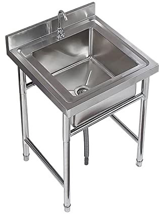 Freistehendes Waschbecken mit Wasser, Edelstahl, gewerbliche Gastronomie, Küche, Waschtisch, tiefer Topf, große Schüssel