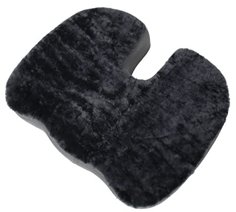 Reissner Lammfelle Gel Sitzkissen in U-Form mit Merino Lammfell Bezug Kissen-Gel-ANT Anthrazit, 45x35cm