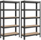 SONGMICS Schwerlastregal, 2er Set, Kellerregal, Lagerregal, 30 x 75 x 150 cm, Regal mit Stahlgestell, bis 650 kg belastbar, 5 verstellbare Ablagen, schwarz GLR030B22