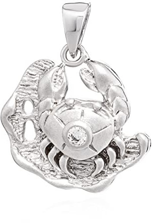 NKlaus Kettenanhänger Sternzeichen Krebs 925 Silber matt Zirkonia weiß Zodiac Horoskop 14143