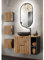 Lomadox Badezimmer Möbel Set mit Hängeschränken quadratisch, Unterschrank mit Regal und Waschbecken, Spiegel in anthrazit mit Eiche Nb. schwarz gerillt, B/H/T: ca. 130/200/46,5 cm