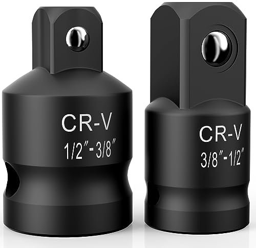 2PCS Impact Socket Adapter and Reducer Set,1/2 to 3/8 & 3/8 to 1/2 Impact Adapter Set Breaker Bar Wrench Conversion Kit Mechanic Tools