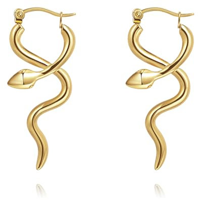 Joo&Rind Ohrringe Gold, Creolen Goldene Ohrringe Damen, Huggie Creolen Gold, Kleine Schlange Tropfen Ohrringe, Hypoallergene Edelstahl Schmuck für Damen, Geschenke für Frauen