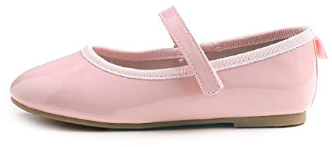 Feversole Girls Cute Dress, Mädchen süßes Kleid Mary Jane Schuhe weiche Party Urlaub Ballerinas Rosa Veganes Lackleder Größe 29 EU