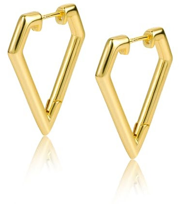 ALEXCRAFT Ohrringe Gold Eckige Creolen Damen Klein 14K Vergoldete Ohrringe Geschenk für Frauen Freundin Mama Mädchen