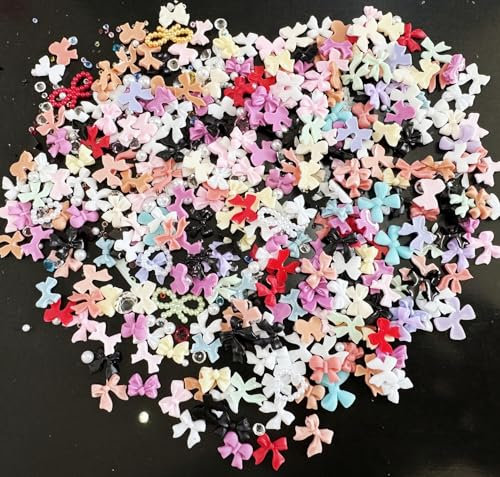 3D Nail Charms, 400 Pcs Bow Nail Art Charms Heart Nail Pearls Nail Rhinestones Gems for Nail Art Decoration Jewelry Accessories DIY Crafts