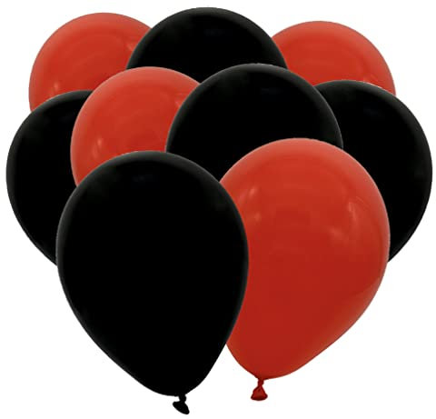 50 Luftballons - 27cm - Schwarz - Rot - Naturlatex Luftballons für Geburtstage, Kindergeburtstage, Partys, Hochzeiten und Feste, Luft & Helium geeignet, EU Herstellung