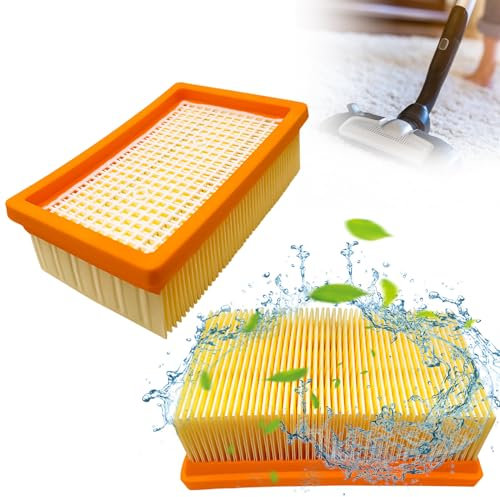 Lot de 2 filtres plissés plats pour aspirateur Kärcher 2.863-005.0 4410 - Filtre HEPA pour aspirateur Kärcher -WD4 WD5 WD6 MV4 MV5 MV6 Premium - Filtre plissé plat de rechange - Filtre d'aspirateur