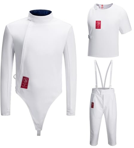 DJJYCTNM Fechtuniformanzug, Klassische Männliche Jacke, Hose, Weste, Set für Florett-Degensäbel (weiß) (Color : Left Hand, Size : 42#)