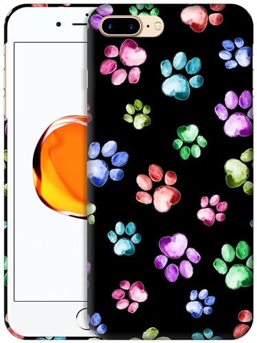 GlamCase for iPhone 7 Plus / 8 Plus, iPhone 7 Plus / 8 Plus Case - Dog Cat Paw Watercolour Print Printed Slim Fit Cute Plastic Hard Designer Back Case/Cover for iPhone 7 Plus / 8 Plus.