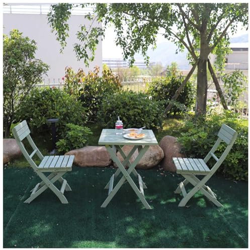 CAFIEDR Set, Holz, faltbar, 2 Klappstühle, 1 quadratischer Tisch, Outdoor-Gartenmöbel-Set für Terrasse, Terrasse, Balkon