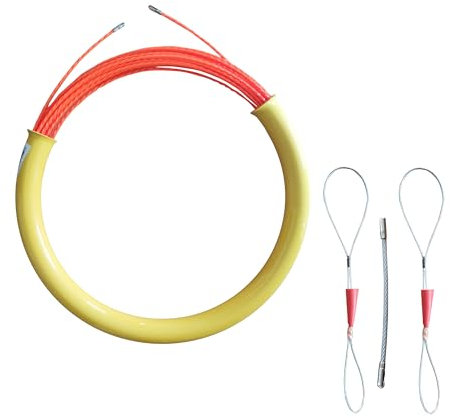 Guia pasacables I Guia de Electricista I Guía para cableado I Resortes Intercambiables I Tubo de Enrollado Incluido I Pasa Cables eléctricos I Dos Cabezales Intercambiables I 30 Metros X 4,5 mm