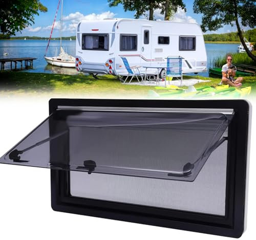 ELIKBH Fenêtres pour Camping-car Fenêtre de caravane avec moustiquaire intégrée Fenêtre latérale de caravane protection solaire Angle d'ouverture max 65°(900 * 350mm)