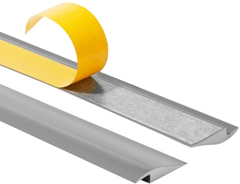 Quest Übergangsprofil, Höhenausgleich Selbstklebend, Übergangsleiste - 50 mm x 7 mm - PVC Höhenausgleichsprofil Abschlussprofil, Anpassungsprofil, Bodenleiste ohne Klebeband (Grau, 2 Meter)