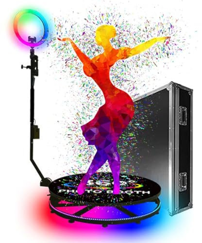 360 Photo Booth Machine,Remote Automatic 360 Spin Camera Booth,360 Photo Booth Machine with Flight Case,Accommodates 1-5 People,Logo Customization 100cm39.4''