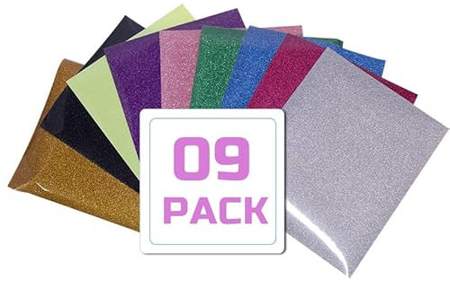 Dekaim 22 Pack Glitter HTV, 12 x 10 Heat Transfer Vinyl for Cricut, Sparkle Iron on Vinyl for DIY Clothes, Bags, Shoes, T-Shirts, Hats, Leathers