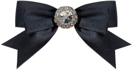 Beimus Schleifen-Brosche, funkelnde schwarze Schleife, modisches Accessoire, Krawatte, Pullover, geeignet für Hochzeit, Party und Abschlussfeier, Strassstein