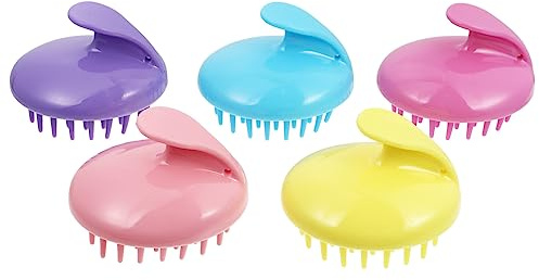 Kopfhautmassagegeräte Silikon Kopfhautpflege Shampoo | Leicht und Reisetauglich, Kreative Form für Sanfte Anwendung, 5 Stück für Tägliche Haarpflege Zufällige Farbe