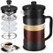 KOOYAT Cafetiere French Press Coffee Maker with Capacity of 600ml / 2 Cups Small Coffee Press for Ground Coffee at Home or Travel Heat-Resistant Caffettiera Gift Set for Woman and Man Bright Black
