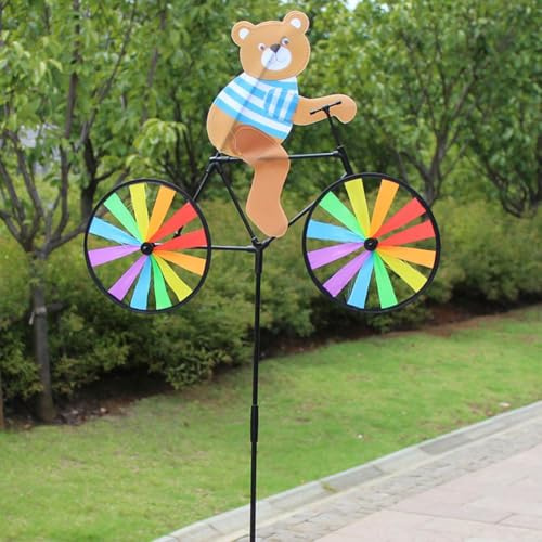 Animal Bicycle Wind Spinners Outdoor,35.43in Colorful Backyard Wind Spinner,Funny Animal Wind Sculptures & Spinners,Animal Sculpture Decorative Windmill Wind Spinner for Yard Garden Lawn