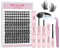 Cluster Lashes Kit 144pcs Eyelashes Individual Kit Natural Eyelash Clusters 8-18mm Lash Clusters D Curl Lash Extension Kit with Bond and Seal Lash Glue Lash Remover Easy to Apply at Home