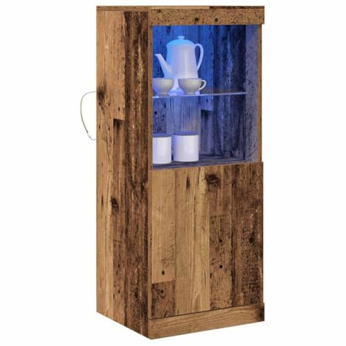 vidaXL LED-Sideboard Altholz 41 x 37 x 100 cm Holzwerkstoff | Geräumiges Design zur Aufbewahrung von Essentials, Natürliche Holzstruktur verleiht Charme,